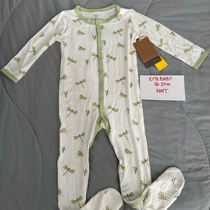Kyte BABY White and Light Green Dragonfly Footie